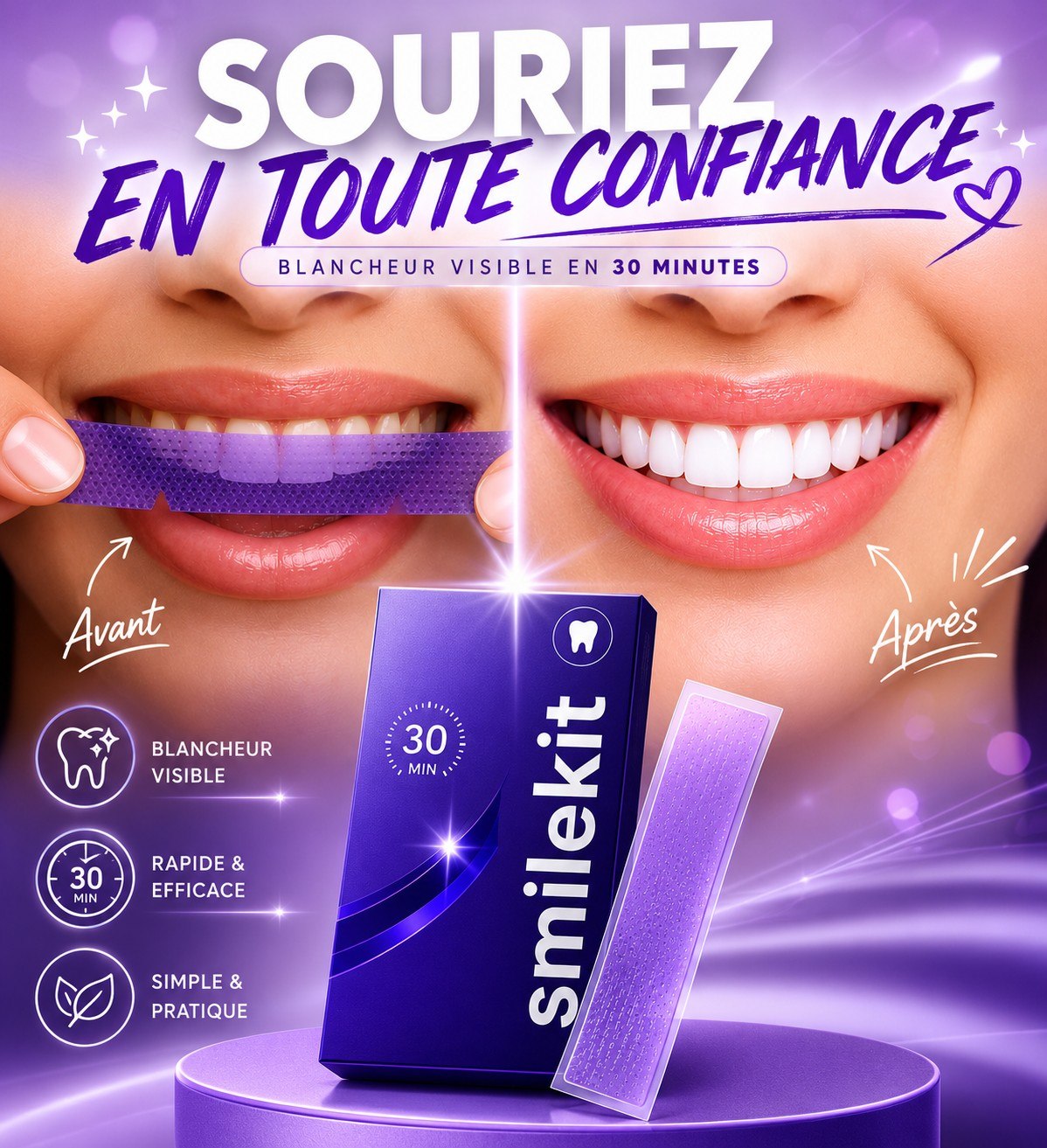 BANDES DE BLANCHIMENT DENTAIRE - 5D WHITE (Tiktok2)